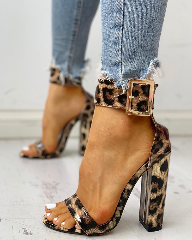 Chunky Block High Dress Heels Open Toe Ankle Strap Sandals