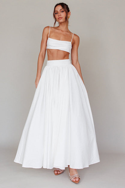 Love Songs Tied Back Maxi Skirt White
