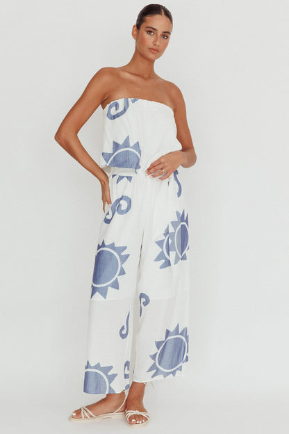 Nectar Sun Print Wide Leg Pants Blue