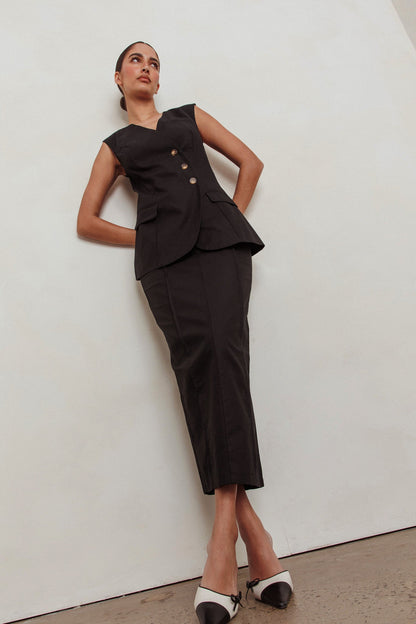 Sweet Treat Column Maxi Skirt Black
