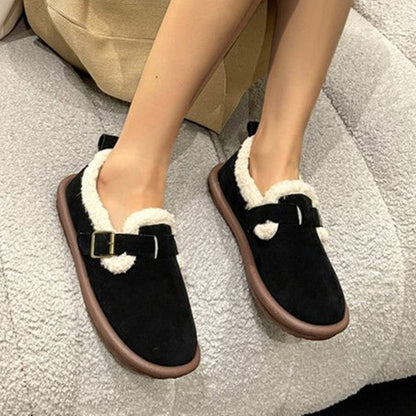 Casual Faux Suede Thick Plush Lined Flats