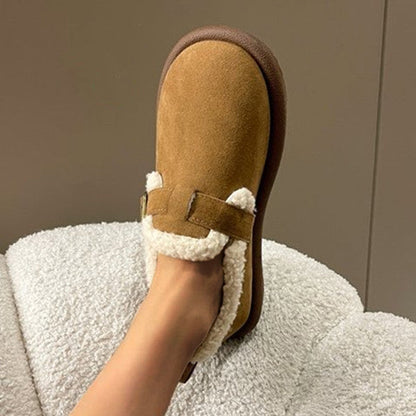Casual Faux Suede Thick Plush Lined Flats