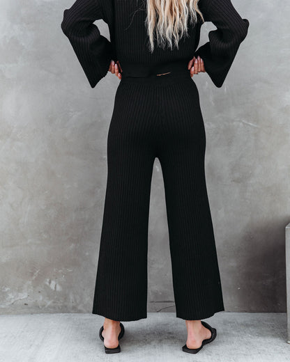 Autumn Splendor Ribbed Knit Pants - Black