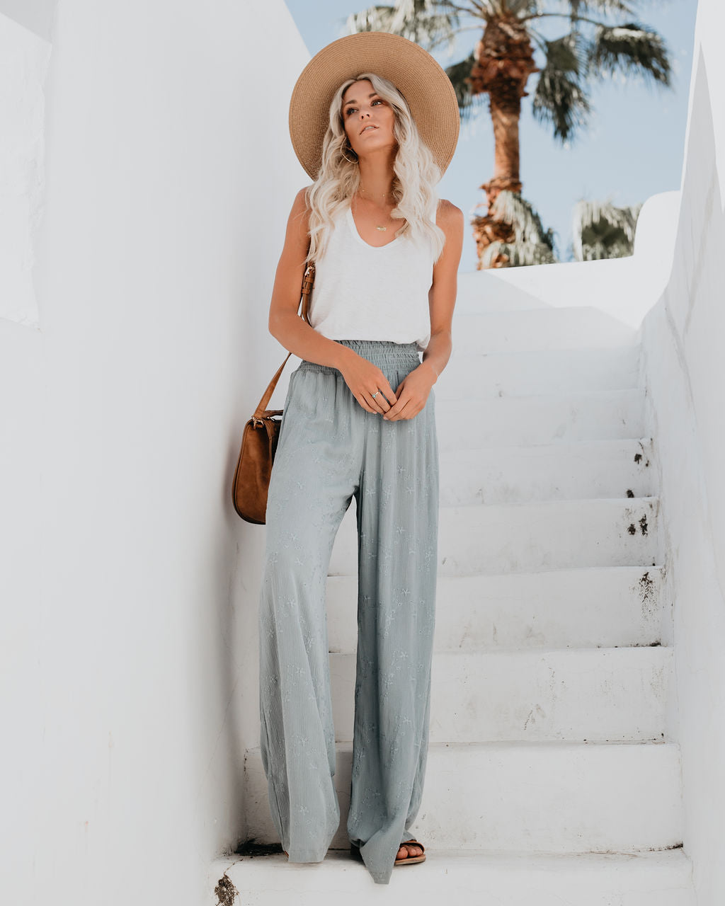 Fresh Air Smocked Embroidered Pants