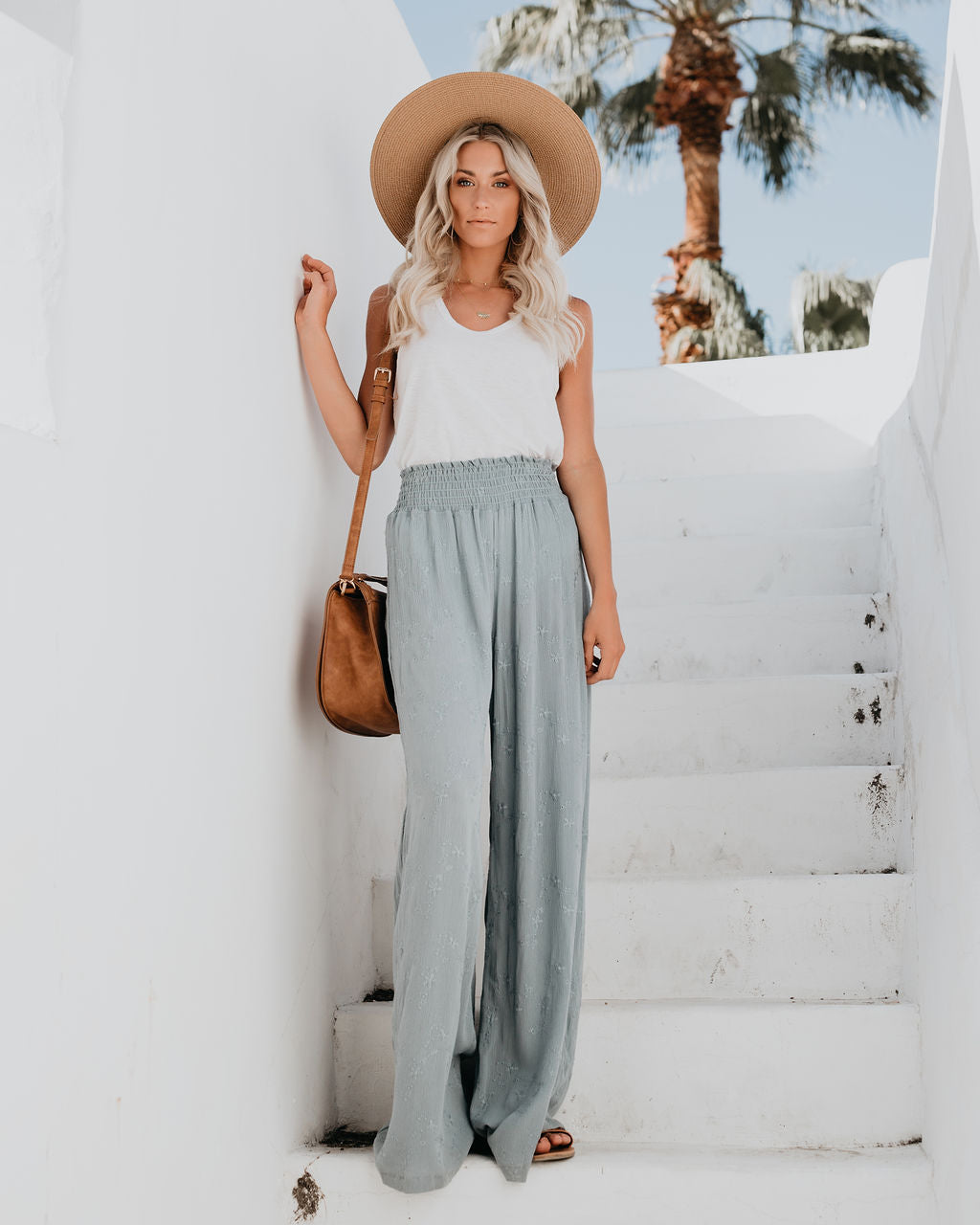 Fresh Air Smocked Embroidered Pants